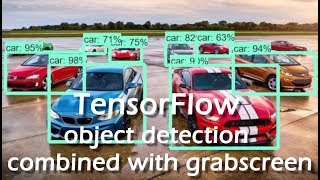 TensorFlow real time car object detection merged with desktop grab screen [upl. by Ainwat]