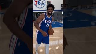 Joel Embiid is a TwoSport Athlete ⚽🏀 NBAMediaDay  Shorts [upl. by Dnumyar]