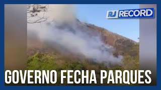 Com aumento de queimadas Governo do Rio fecha parques estaduais [upl. by Elehcar]