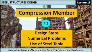 Compression Member  Design Steps  Numerical Design Problems  Steel Table  IS 800  2007 [upl. by Jaco730]