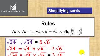 Simplifying surds [upl. by Eiramait5]