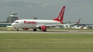 Corendon Airlines Boeing 737800 TCCOR Take Off Manchester EGCC [upl. by Alhan]