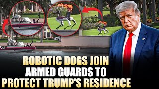 Robotic Dog Armed Coast Guard Security protect Donald Trumps MaraLago home after historic win [upl. by Oliy]