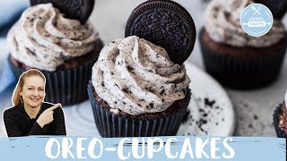 OreoCupcakes  Oreo Muffins mit FrischkäseFrosting 👩‍🍳🍪  Einfach Backen [upl. by Yawnoc]