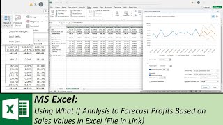 MS Excel Using What If Analysis to Forecast Profits Based on Sales Values in Excel File in Link [upl. by Savill620]