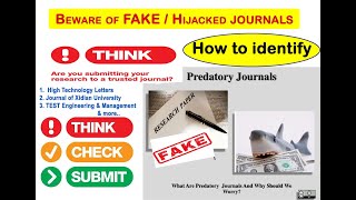 How to Identify fakeHijackedpredatory journals [upl. by Perusse]