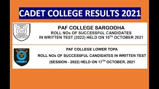 Results of PAF Cadet College Sargodha amp PAF Cadet College Lower Topa 2022 [upl. by Jemimah]