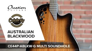 FEATURES ENG Ovation Celebrity Elite Exotic Selection Australian 🐨 Blackwood CE44P Mid Cutaway [upl. by Nolahs]