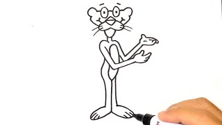 How to DRAW PINK PANTHER Easy Step by Step Drawing Tutorials [upl. by Nor]