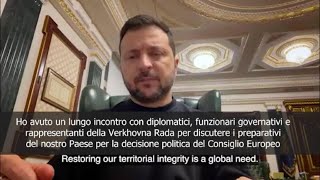 SOTTOTITOLI Zelensky Per Ucraina è importante attuare tutte raccomandazioni per percorso verso lUe [upl. by Ajup323]