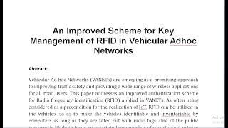 An Improved Scheme for Key Management of RFID in Vehicular Adhoc Networks [upl. by Swane]