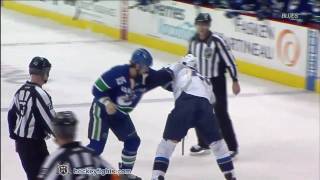 BJ Crombeen vs Tanner Glass Feb 24 2011 [upl. by Berri]