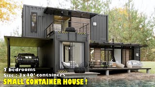 Shipping Container House 2 Bedrooms  Small House Made Of Three Containers [upl. by Enoval689]