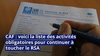 CAF  voici la liste des activités obligatoires pour continuer à toucher le RSA [upl. by Margo285]