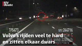 Verkeerspolitie spelen de bestuurders van deze Volvos een spelletje of hebben ze ruzie [upl. by Arytahs]