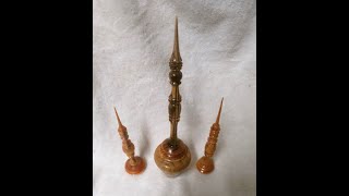 Wood turned small hand held vase and finial top [upl. by Abdu]