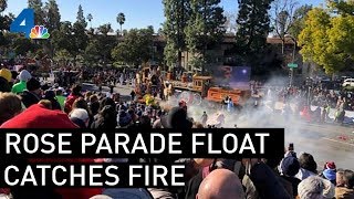 Rose Parade Float Catches Fire  NBCLA [upl. by Platus]