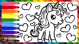 Disegnare E Colorare Un Unicorno Carino 🦄❤️🧡💛💚💙💜🌈 Disegni Per Bambini [upl. by Mercado742]