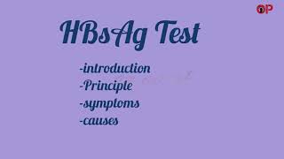 HBsAg test introduction method principle symptoms causes [upl. by Mariande]