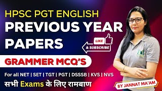 HPSC PGT ENGLISH 2024  PREVIOUS YEAR PAPERS  GRAMMER MCQS  BY JANNAT MAAM [upl. by Melia]