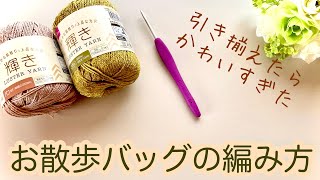 ダイソー糸【かぎ針編み】しっかり編み地の模様編みバッグの編み方 ✩ Crochet Bag [upl. by Gnahc]