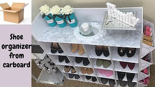 DIY SHOE ORGANIZER USING CARDBOARD shoe rack storage ideas using recycled boxes [upl. by Eeliram]