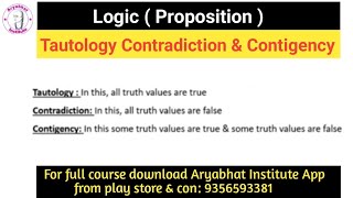 LOGIC DESCRETE MATHEMATICS  TAUTOLOGY CONTRADICTION AND CONTIGENCY LOGIC IN DESCRETE MATHEMATICS [upl. by Nelleoj]