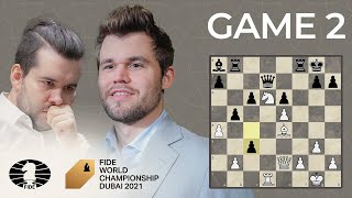 FIDE World Chess Championship Game 2  Carlsen vs Nepo [upl. by Rama630]