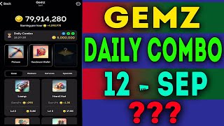 Gemz Daily Combo 12 september 2024 l Gemz Coin Daily Combo Cards l Today Gemz Daily Combo gemzcombo [upl. by Einhapets]