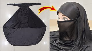 Instant Khimar With Niqab Cutting Stitching Instant Hijab Design Cutting StitchingPrayer Hijab DIY [upl. by Niahs909]