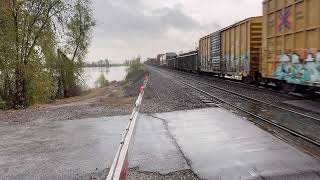 Crossing Gate Perspective  UP manifest train  Old Bluff Rd Valmeyer Illinois [upl. by Keyes]