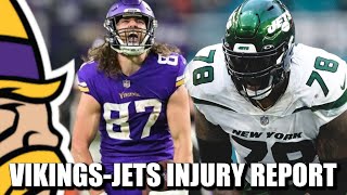 Final VikingsJets Injury Report TJ Hockenson and Morgan Moses OUT [upl. by Yendis]