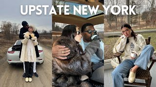 New York travel vlog ♡ cozy and peaceful winter getaway Catskills porshe cabin life dinners [upl. by Uzzia774]