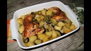 COSCE DI POLLO AL FORNO CON PATATE E PISELLI [upl. by Onil382]