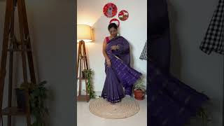 Checked silk cotton saree  Purple sarees [upl. by Atteuqaj]