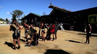 Yimchunger warriors preparing for war a demo at Hornbill fest [upl. by Vogele]