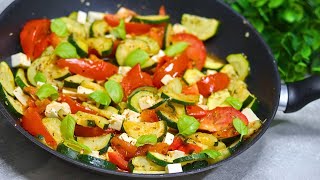 Gesundes Abendessen in 10 Min Probieren Sie unsere köstliche Zucchini Tomaten Feta Pfanne low carb [upl. by Oicor]