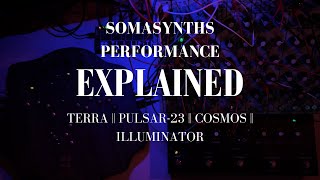 SOMASYNTHS PERFORMANCE EXPLAINED  TERRA  PULSAR23  COSMOS  ILLUMINATOR [upl. by Ransome]