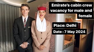 Emirates cabin crew opening in Delhi India 🇮🇳 Emirates cabin crew interview aviation [upl. by Nylaret]