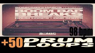 DRUM LOOPS BREAK 98 BPM  BOOM BAP  old school 90s PRO  50 sample [upl. by Aynam]