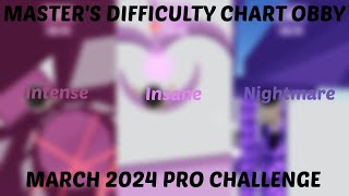 MDCO Masters Difficulty Chart Obby  March 2024 Pro Challenge [upl. by Dody738]