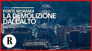 Ponte Morandi la demolizione dallalto le riprese dal drone dellEsercito [upl. by Oicafinob]