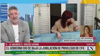 El Gobierno dio de baja la jubilación de privilegio de CFK lo anunció el vocero Adorni [upl. by Ariajaj]