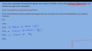 Formulación inorgánica 07 Hidruros metálicos nomenclatura de Stock [upl. by Dawna]