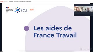 Webconférence de lAdie  Les aides de France Travail pour créer son entreprise [upl. by Meryl]