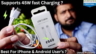 🔥₹449⚡️samsung type c cable original⚡️45w Charging Test⚡️is it work 🔥Detail Review CHHOTIPROBLEMS [upl. by Adiene84]