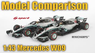 Minichamps VS Spark Comparison  143 Scale Mercedes AMG F1 W09  2018 Abu Dhabi GP Lewis Hamilton [upl. by Virg]