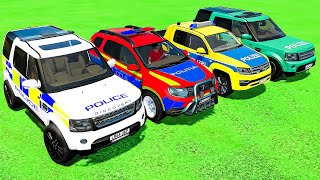 ALL POLICE CARS OF COLORS  TRANSPORTING COLOR ALL POLICE CARS WITH TRUCKS  Farming Simulator 22 [upl. by Chon800]