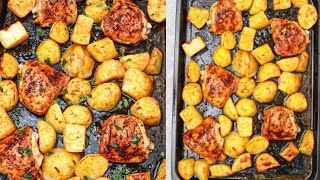 Baked Chicken Thighs and Potatoes Recipe [upl. by Ronnica832]