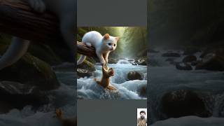 Kitten rescued the poor squirrel cats cat kitten funny catlover cartoon shorts shortfeed [upl. by Bunns]